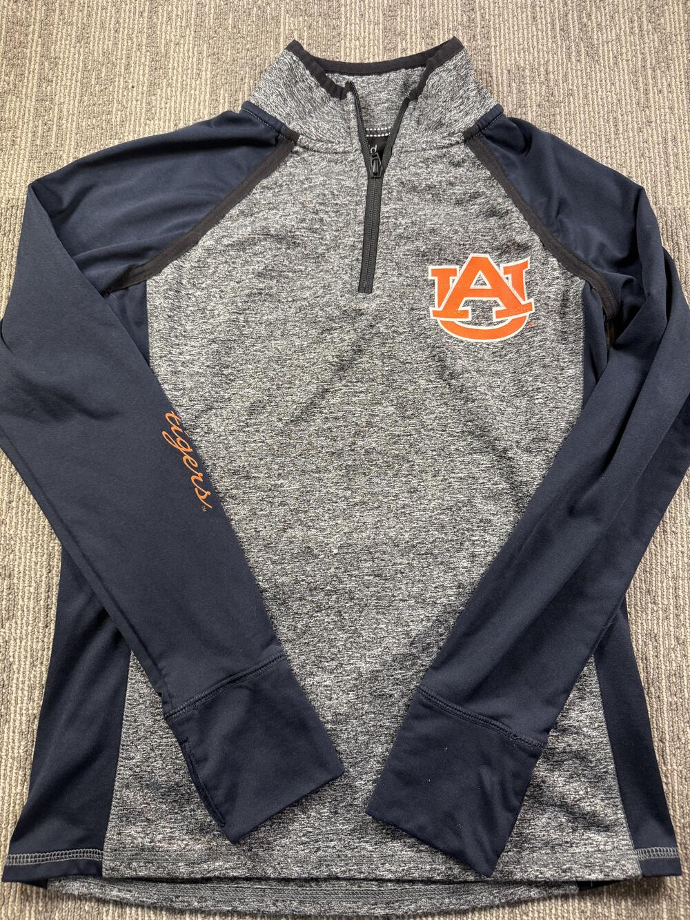 Auburn Tigers Shirt Womens Small Gray Navy NCAA Football Camp David Quarter Zip